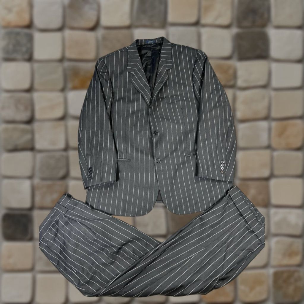 Vintage Everett Hall Suit Mens 46 L Black White Wool Size 46R - 1 Thumbnail
