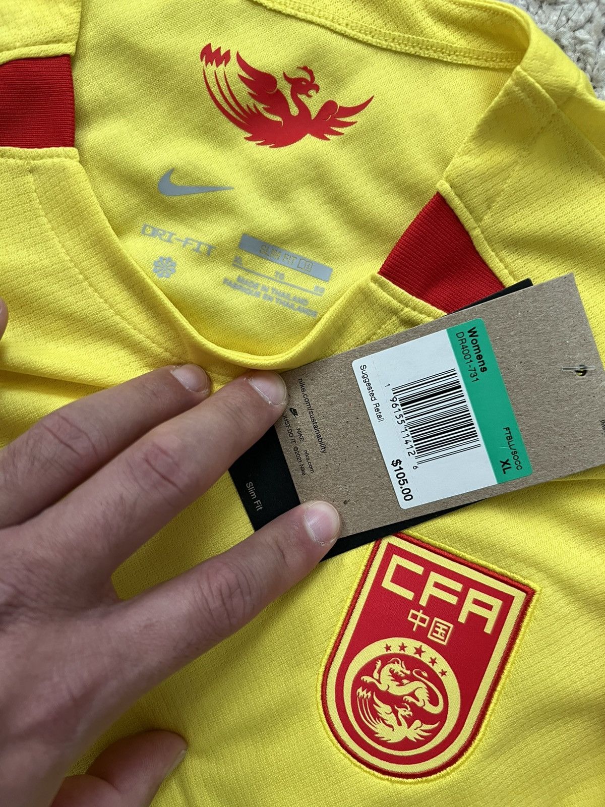 Nike Nike China CFA Soccer Jersey Yellow National Team Size XL / US 12-14 / IT 48-50 - 6 Thumbnail