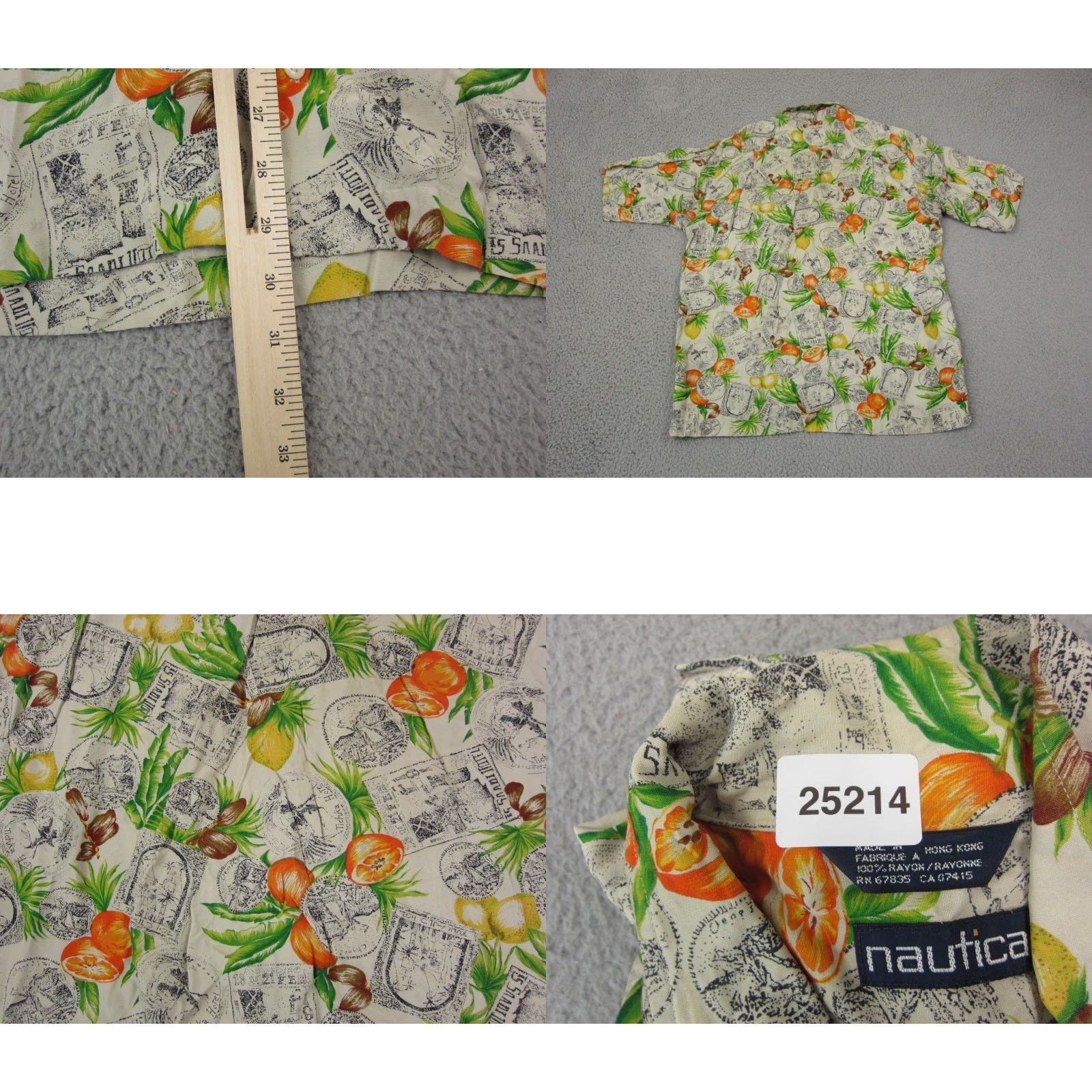 Nautica VINTAGE Nautica Shirt Adult Medium Cream Green 90s Hawaiian Lemons Camp Mens Size US M / EU 48-50 / 2 - 8 Thumbnail