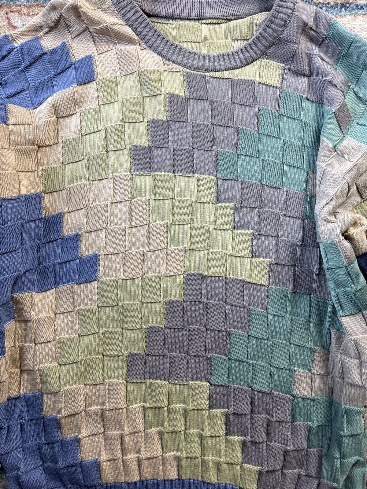 Vintage Vintage Colour Blocking Textured Pullover Sweater Size XL Size US XL / EU 56 / 4 - 4 Thumbnail