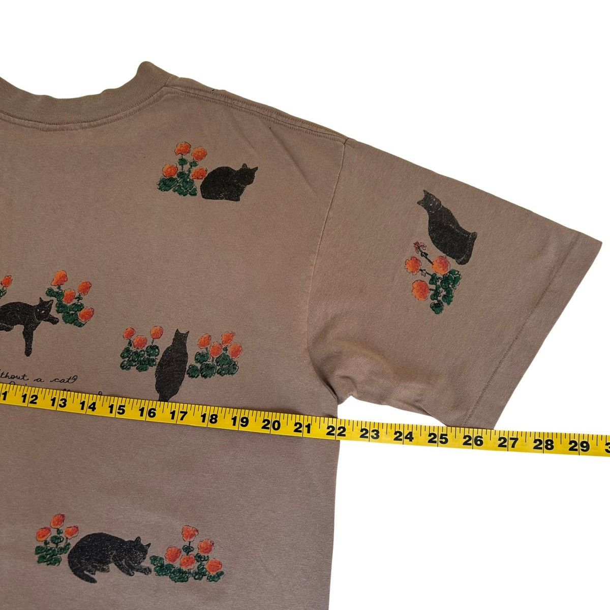 Vintage 1996 Cats and Flowers Vintage AOP Graphic T Shirt Size L / US 10 / IT 46 - 8 Thumbnail