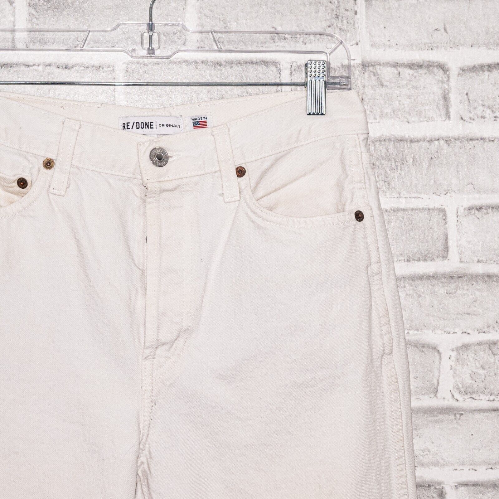 RE/DONE RE/DONE Originals Double Needle Crop Denim Jeans White Size 29" - 8 Thumbnail