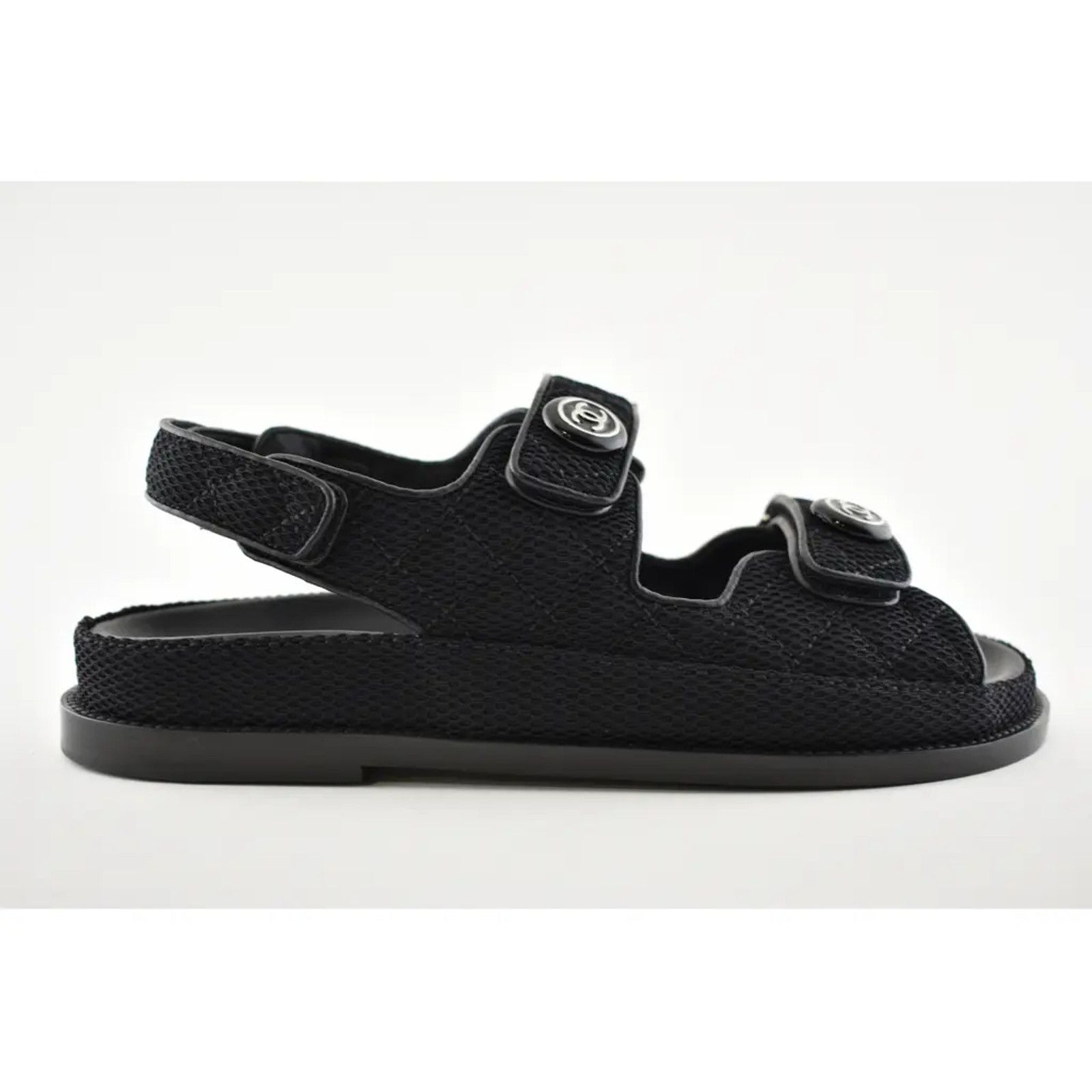 Chanel Chanel 21C Black Fabric Silver Logo Mule Slide Strap Size US 9 / IT 39 - 2 Thumbnail