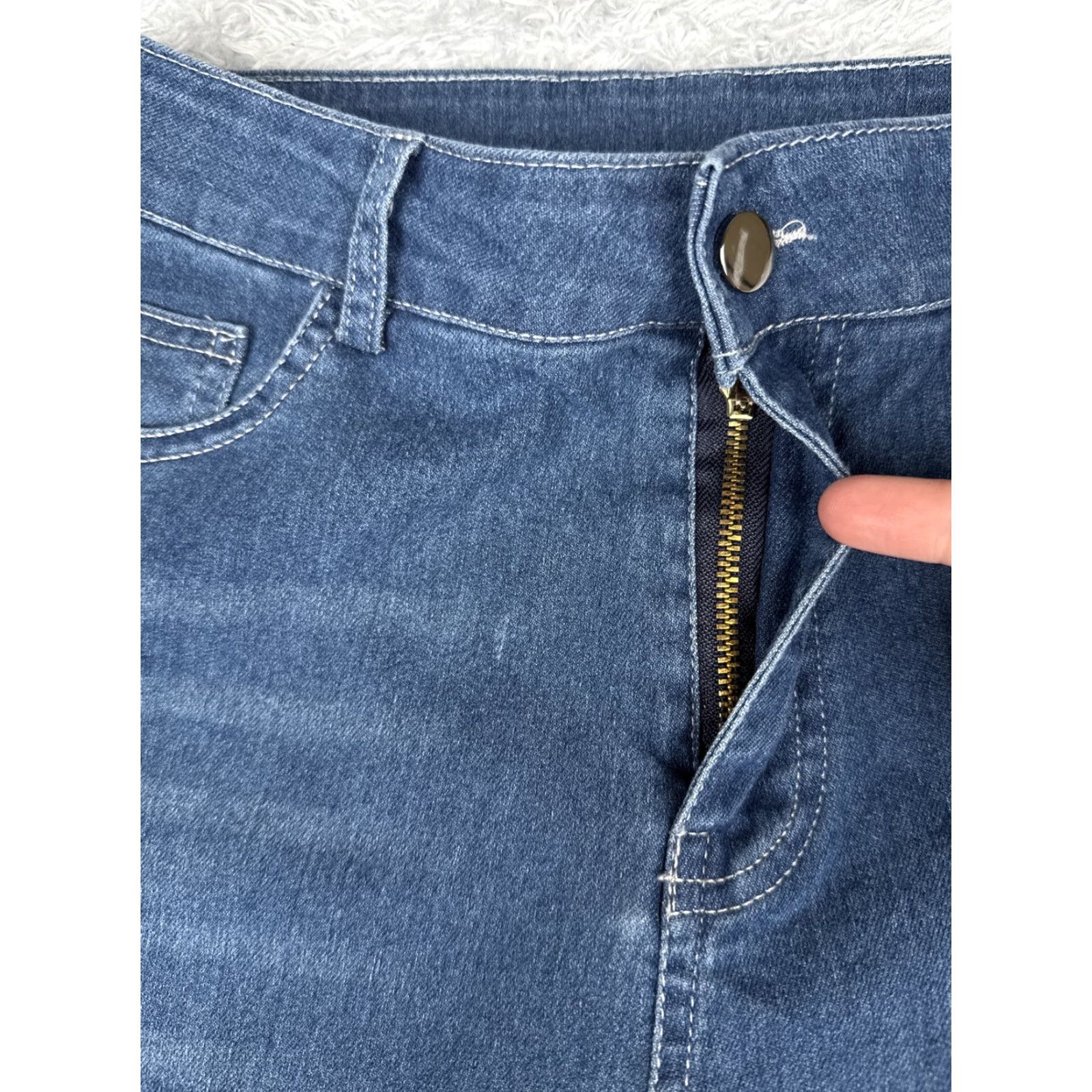Vintage Denim Jeans Womens 9 28x27 Blue Flare Stretch Medium Wash High Rise Classic Size 30" / US 8 / IT 44 - 5 Thumbnail
