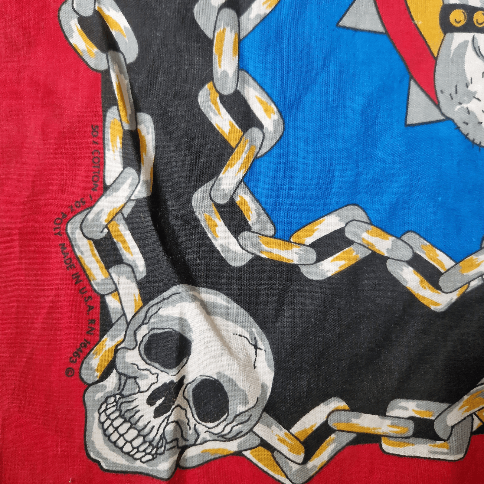 Vintage USA Rider Bandana Skeleton Head Scarf Wrap 90s Rockabilly Size ONE SIZE - 5 Thumbnail