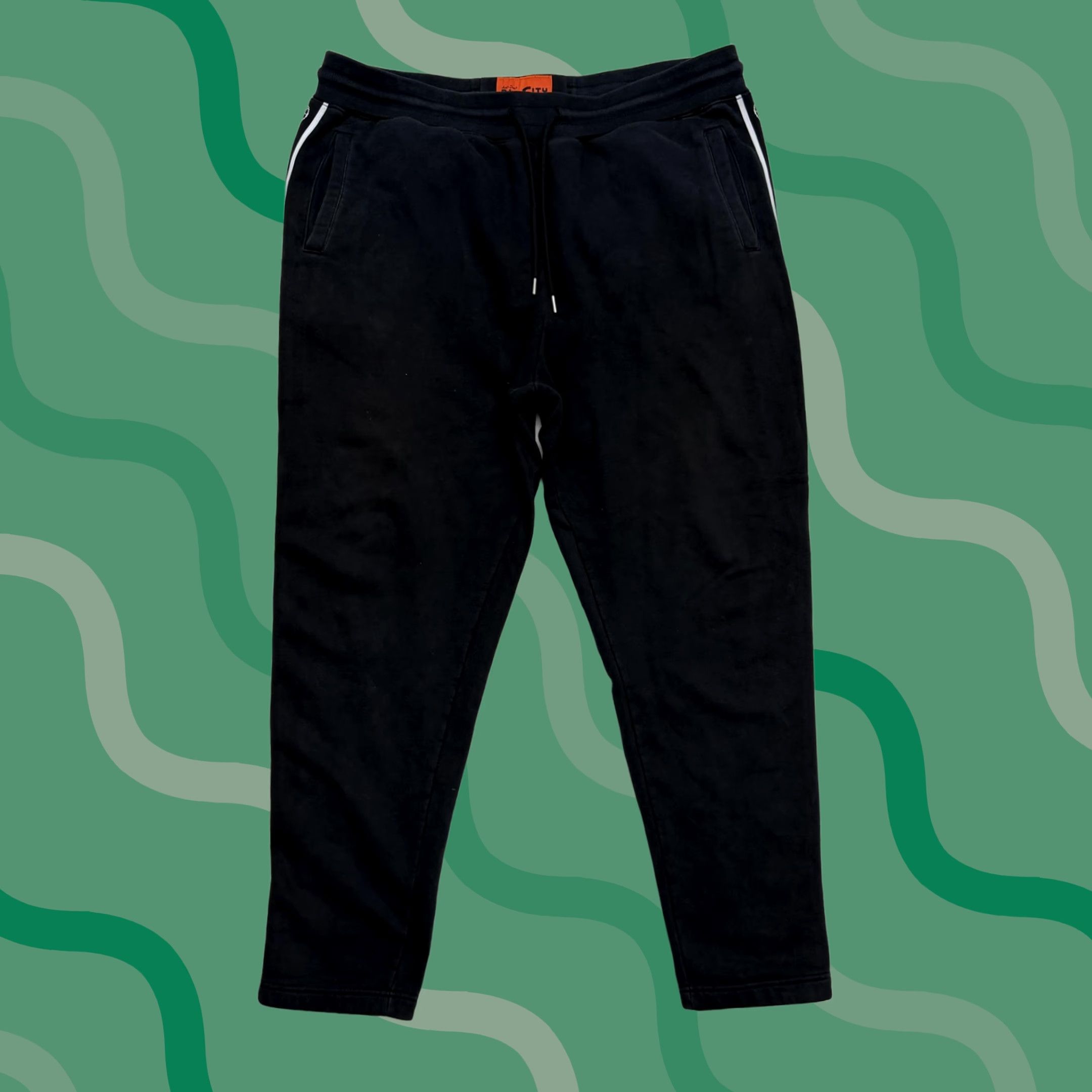 Just Don Just Don All City Sweatpants Track Pants Mens XXL Black Side Stripe Pockets Ribbed Adjustable Waist Size US 39 - 1 Thumbnail