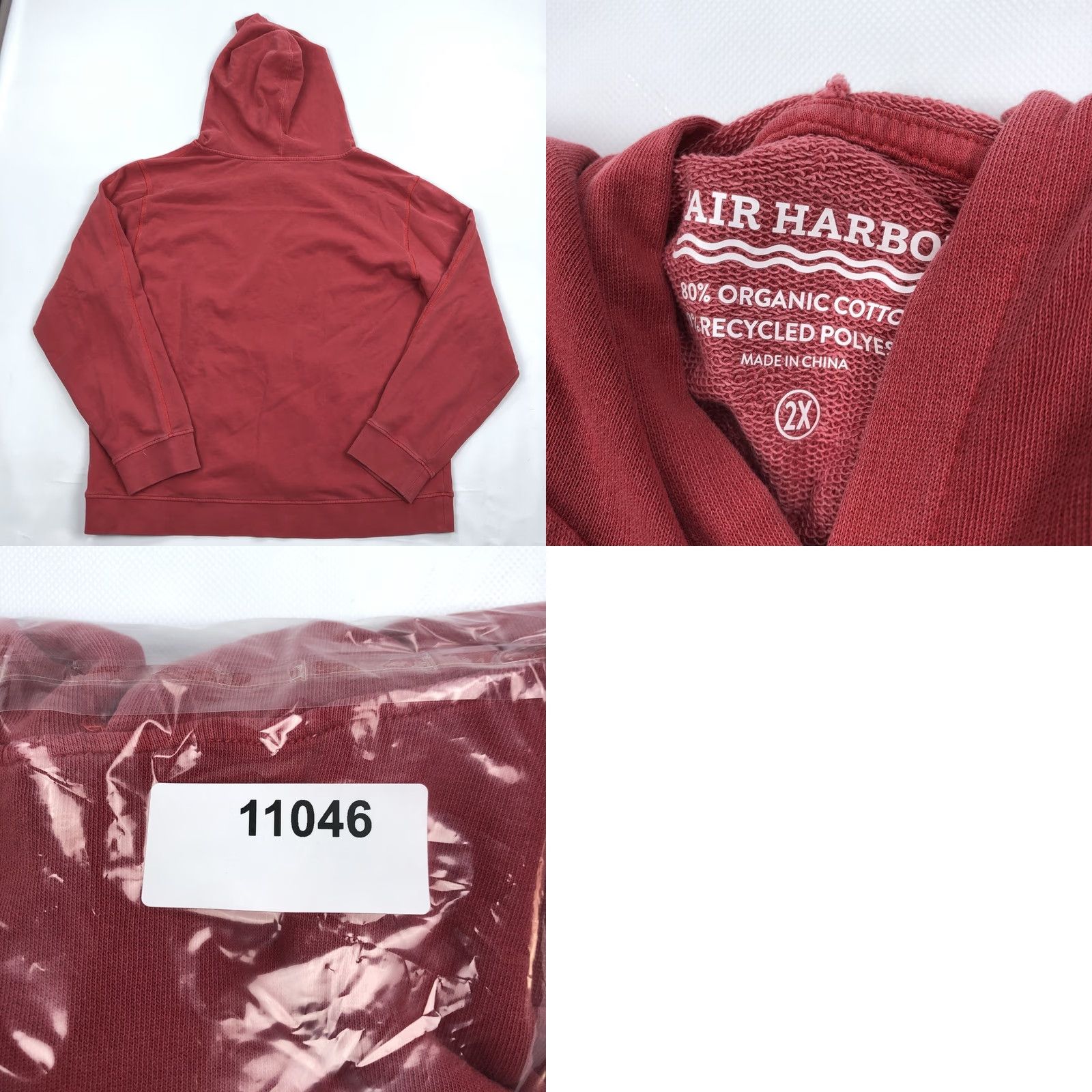 Vintage Fair Harbor Hoodie Pullover 2XL Men's Nautical Red Organic Cotton Recycled Polyester Raglan Sleeves Size US XXL / EU 58 / 5 - 8 Thumbnail