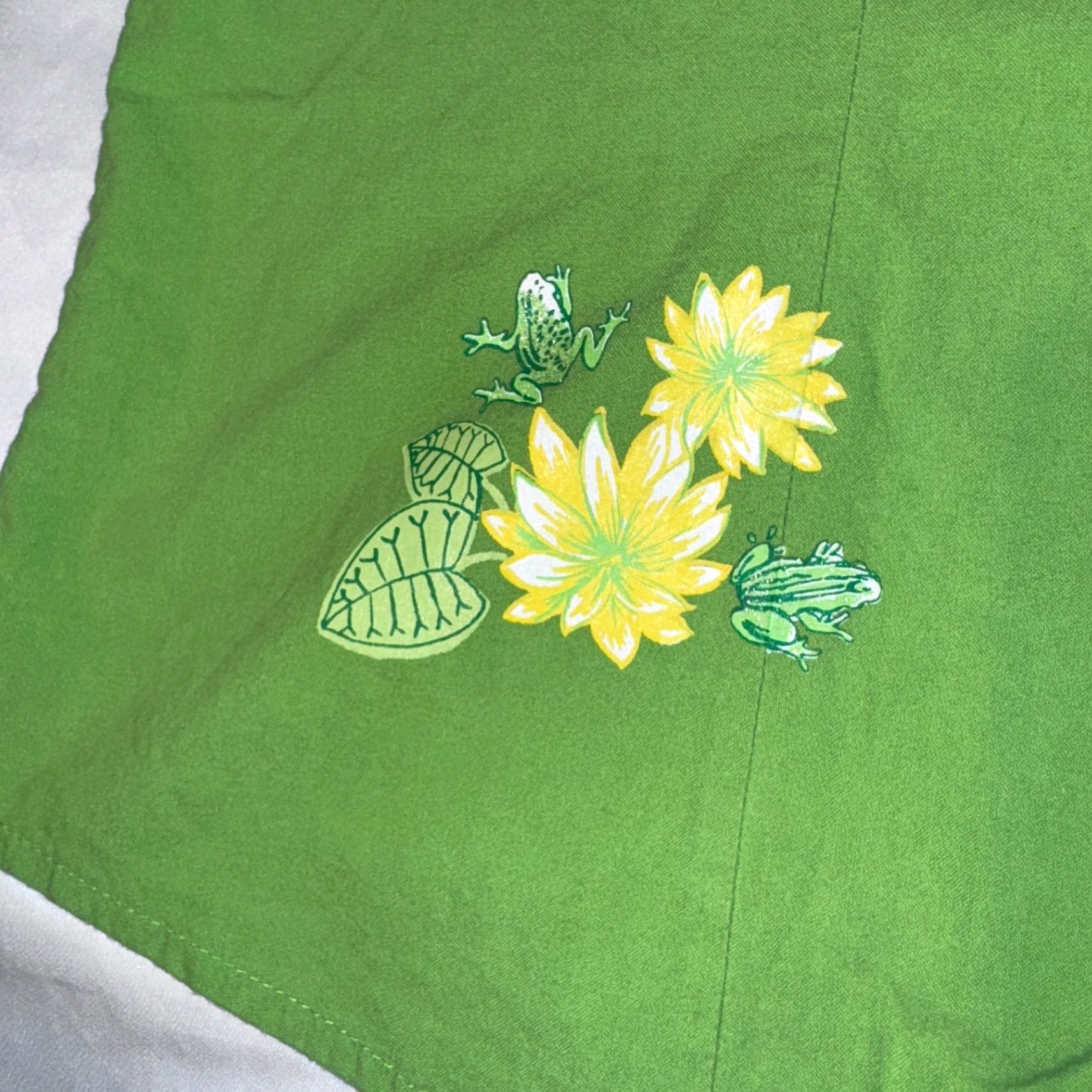 Vintage ERIKA Blouse Shirt Green Yellow Flower Knit Short Sleeve Collared Button Embroidered - L Womens Regular Size L / US 10 / IT 46 - 3 Thumbnail