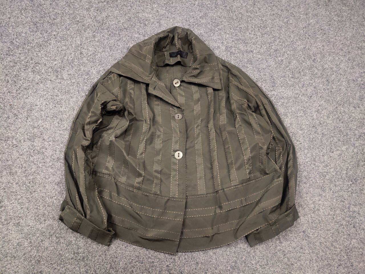 Vintage Luukaa Oversized Top Khaki Long Sleeve Textured Jacket Size L / US 10 / IT 46 - 3 Thumbnail