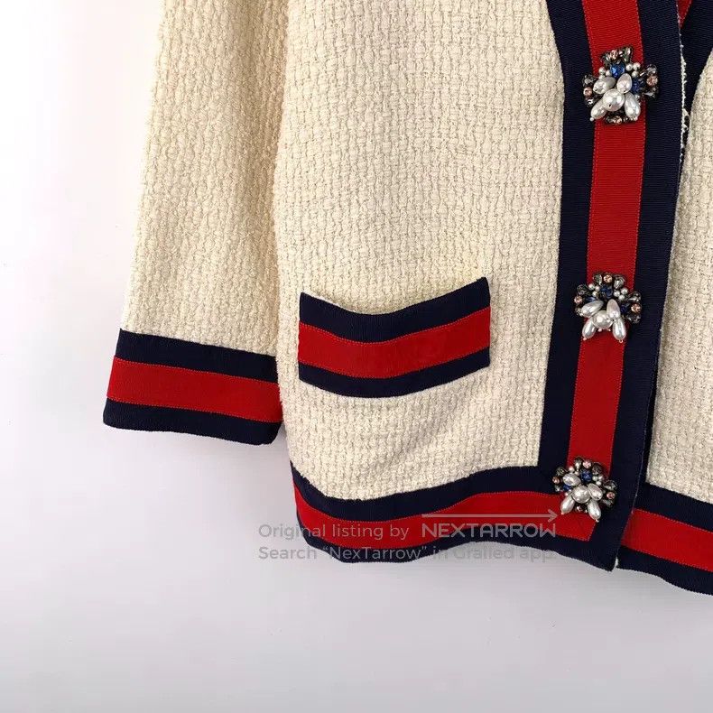 Gucci Gucci Colour block striped cotton V-neck single-breasted l Size XS / US 0-2 / IT 36-38 - 4 Thumbnail