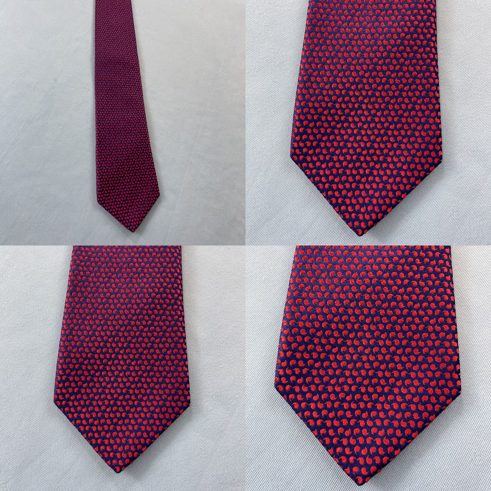 Charles Tyrwhitt VINTAGE? No. Charles Tyrwhitt Silk Tie Red Blue Textured Men Necktie Made England 3.5x60 Size ONE SIZE - 11 Thumbnail