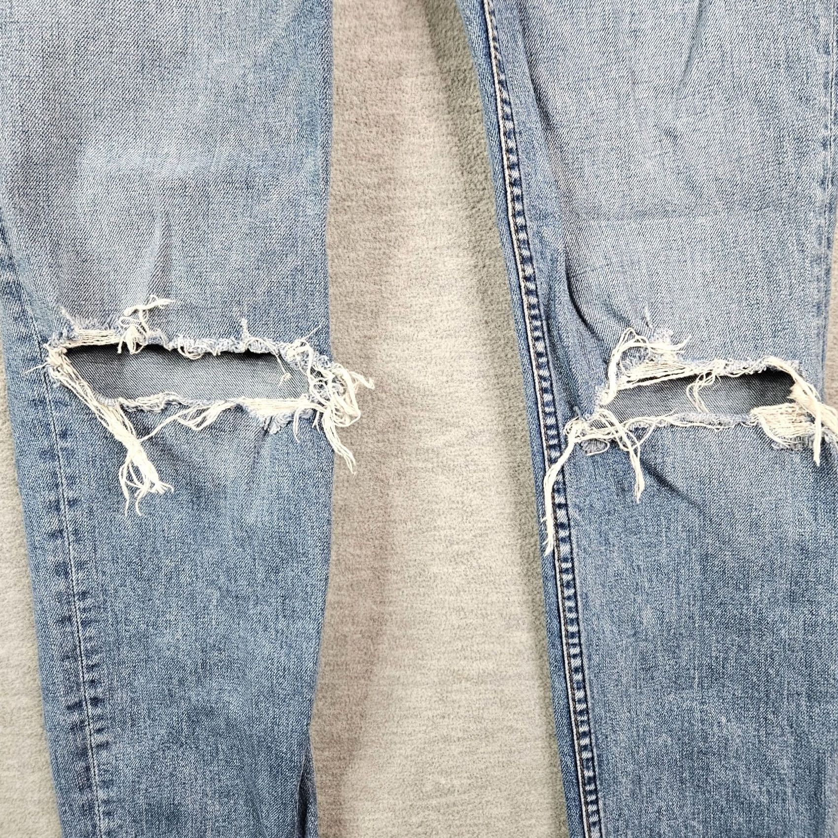 Reformation Reformation Serena High Skinny Wash Melbourne Destroyed Blue Jeans Size 27 - Denim, 5-Pocket, Button Fly, Regular Fit, Womens, Blue, Medium Wash Size 27" / US 4 / IT 40 - 5 Thumbnail
