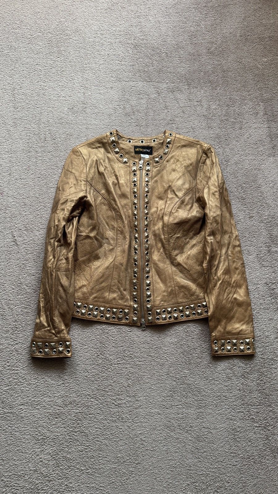 Vintage Grunge Punk Indian Rock Metal Leather Jacket Etro Valentino Size S / US 4 / IT 40 - 2 Thumbnail