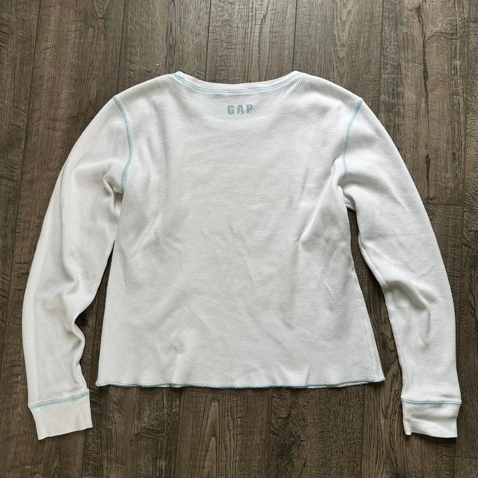 Gap × Vintage Vintage Y2K GAP Snowflake Ski Thermal Waffle Raw Longsleeve Size M / US 6-8 / IT 42-44 - 2 Thumbnail