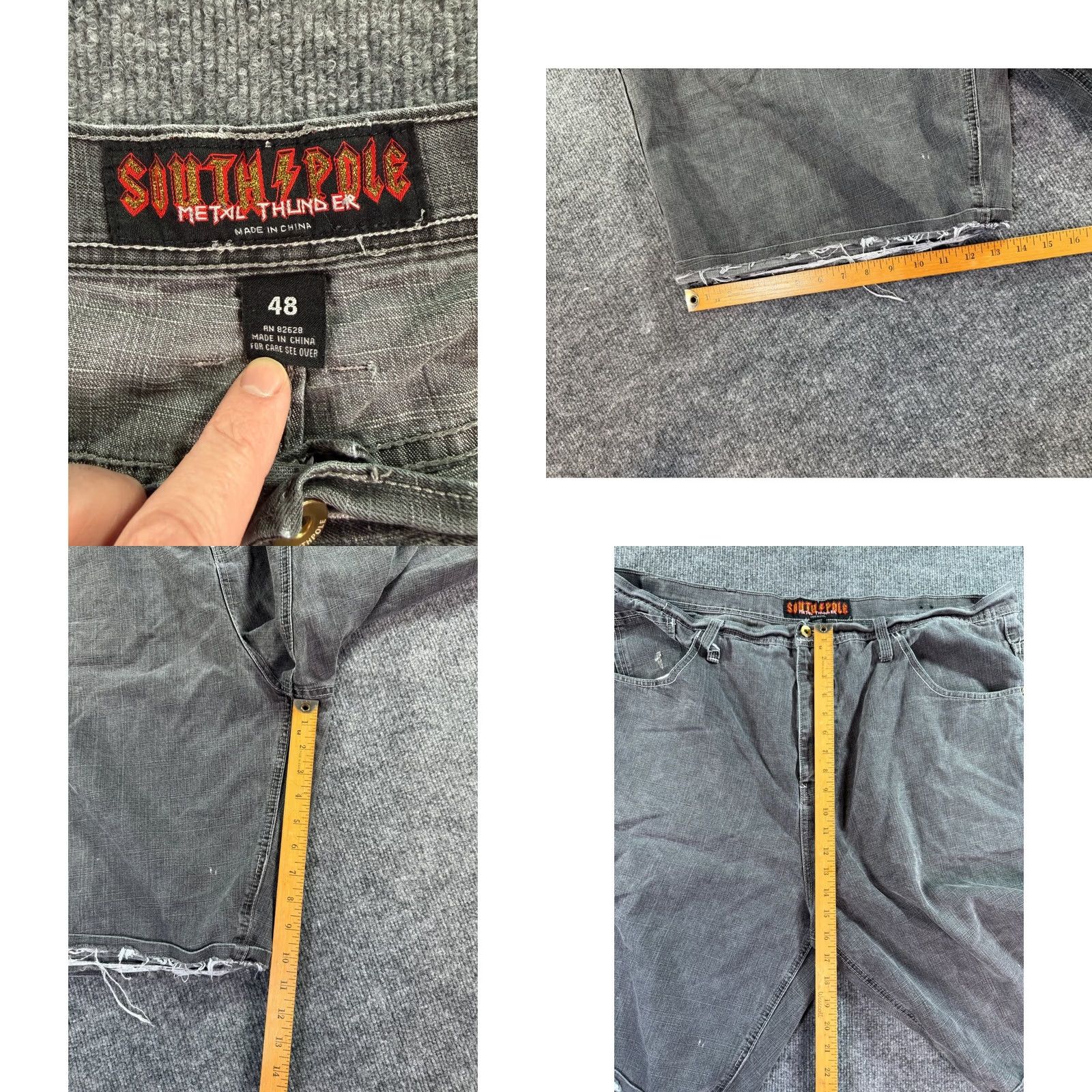 Southpole Southpole Metal Thunder Denim Shorts Mens Size 48 Gray Baggy Raw Hem Y2K Streetwear Size US 32 / EU 48 - 8 Thumbnail