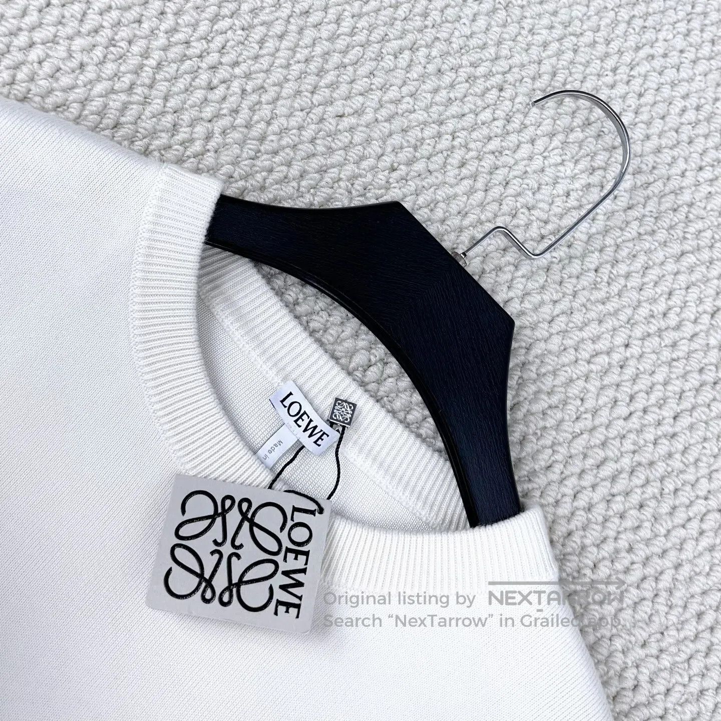 Loewe Loewe SS23 Off-White Intarsia Logo Knit Sweatshirt| Size M / US 6-8 / IT 42-44 - 3 Thumbnail