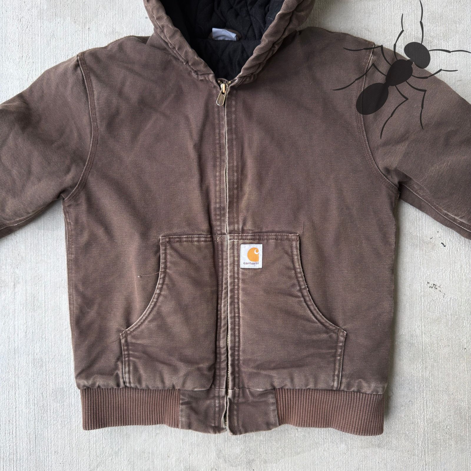 Carhartt × Vintage Carhartt YOUTH brown hooded work wear jacket Size US XS / EU 42 / 0 - 3 Thumbnail