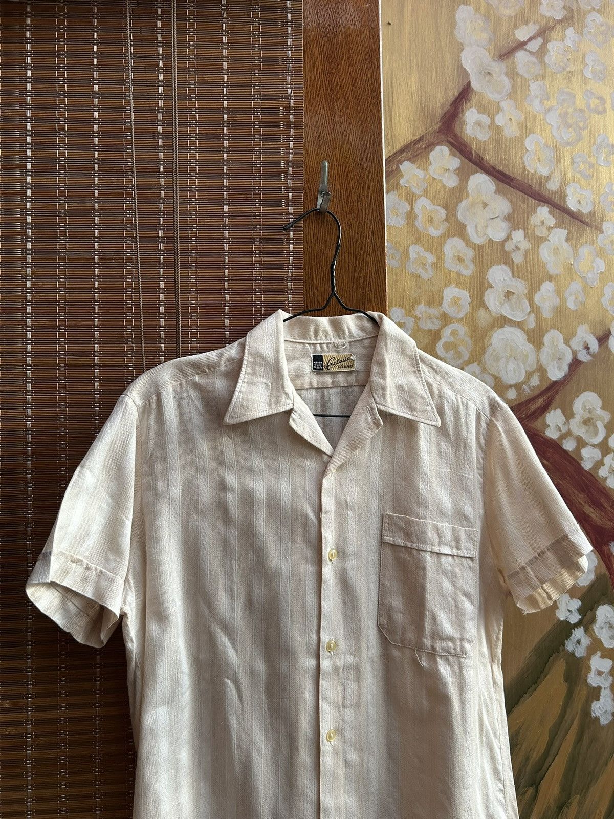 Vintage Vintage 60s West German Open Collar Rockabilly Jaquard Shirt Size US S / EU 44-46 / 1 - 3 Thumbnail