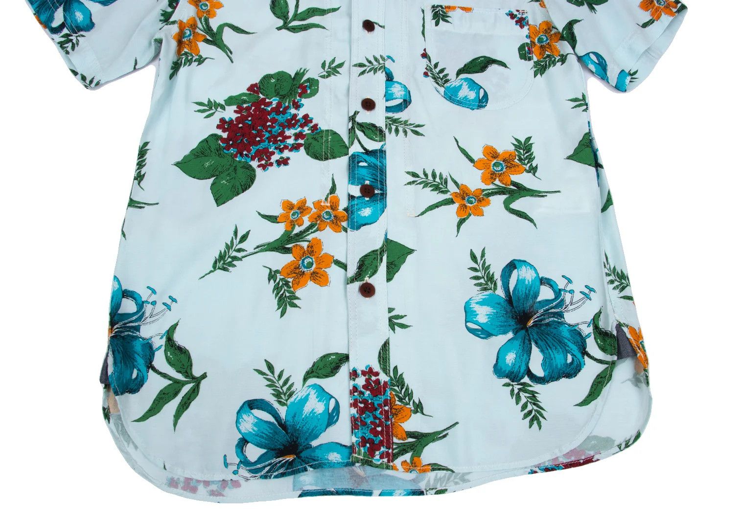 Junya Watanabe Floral Print Rayon Short Sleeve Shirt in Light Blue Size US XS / EU 42 / 0 - 8 Thumbnail