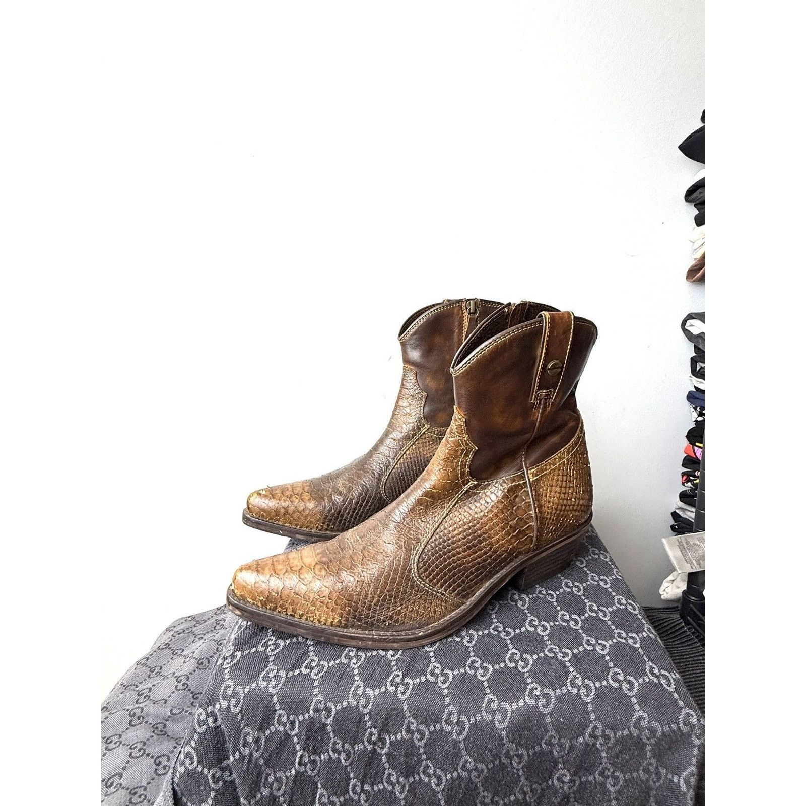 Cowboy Equipment 💥Rare! Vintage Kentucky Western Snake Leather Cowboy Boots Size US 10.5 / EU 43-44 - 1 Thumbnail