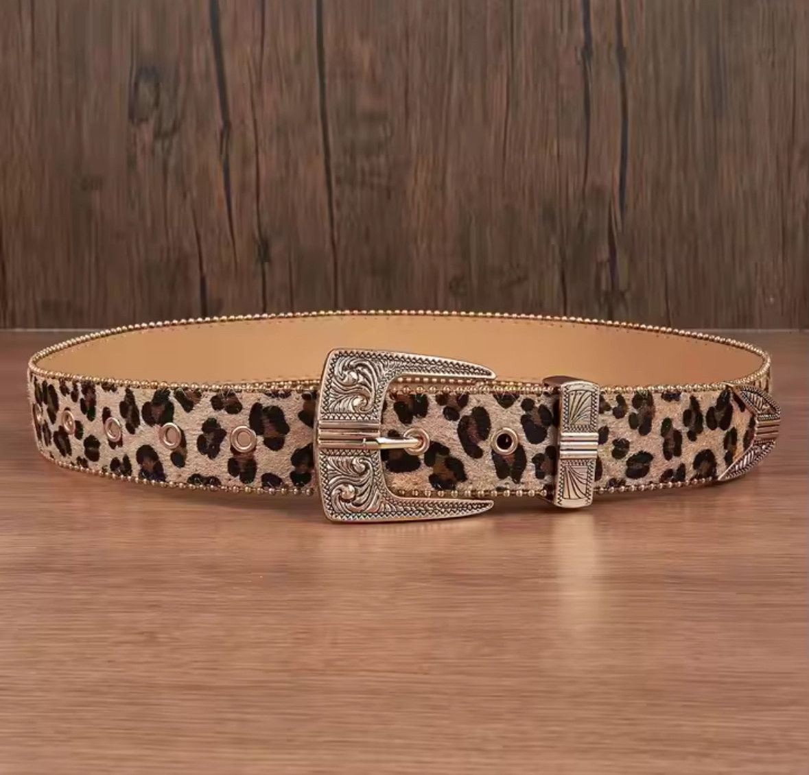 Japanese Brand Trendy Gothic Punk Leopard Cheetah Skin Pattern Buckle Belt Size 34 - 2 Thumbnail