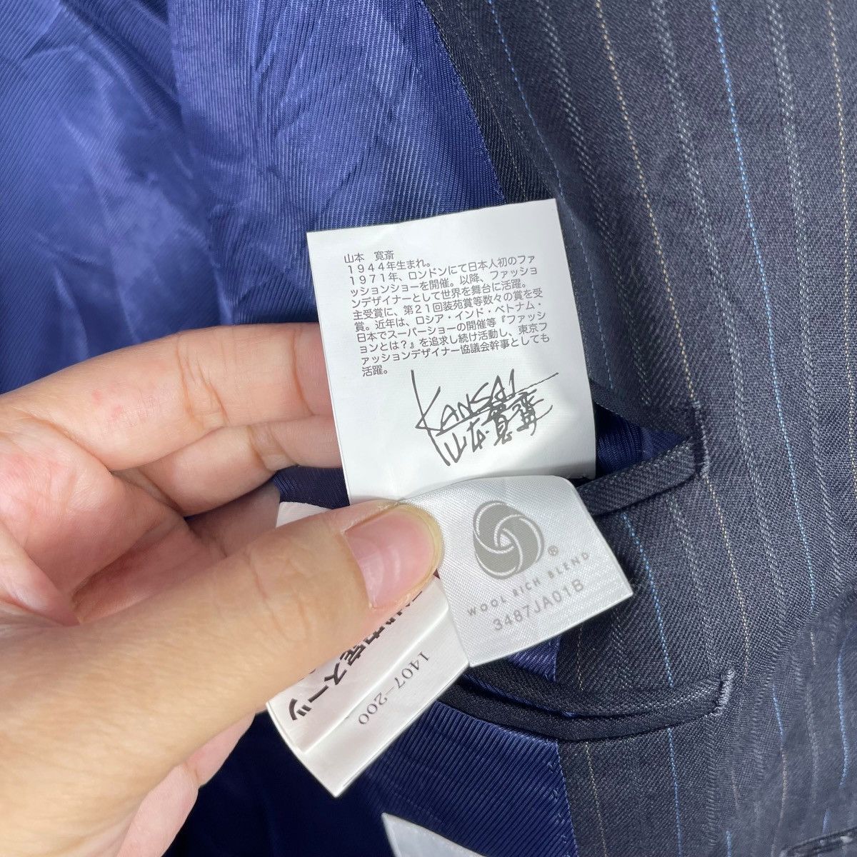 Kansai Yamamoto Kansai Man Collection Navy Pinstripe Blazer Made in Japan Size 40R - 10 Thumbnail