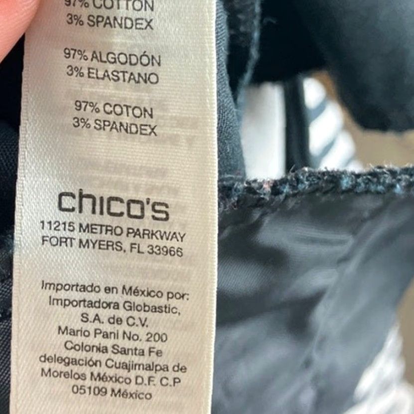 Vintage Chicos Womens Pants Black White Striped Cropped Straight Ankle Stretch 1 (M) Size 32" / US 10 / IT 46 - 6 Thumbnail