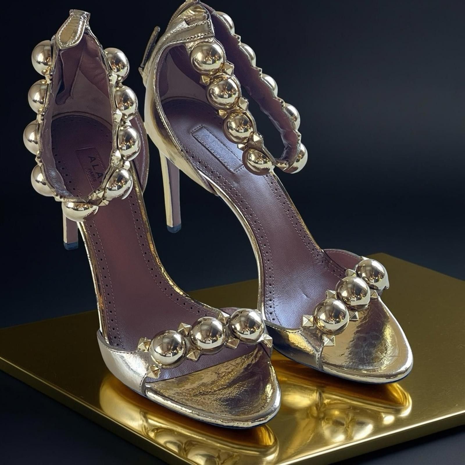 Alaia ALAIA La Bombe Elegant Gold Women's Heels NWOT size 6.5 Size US 6.5 / IT 36.5 - 1 Thumbnail