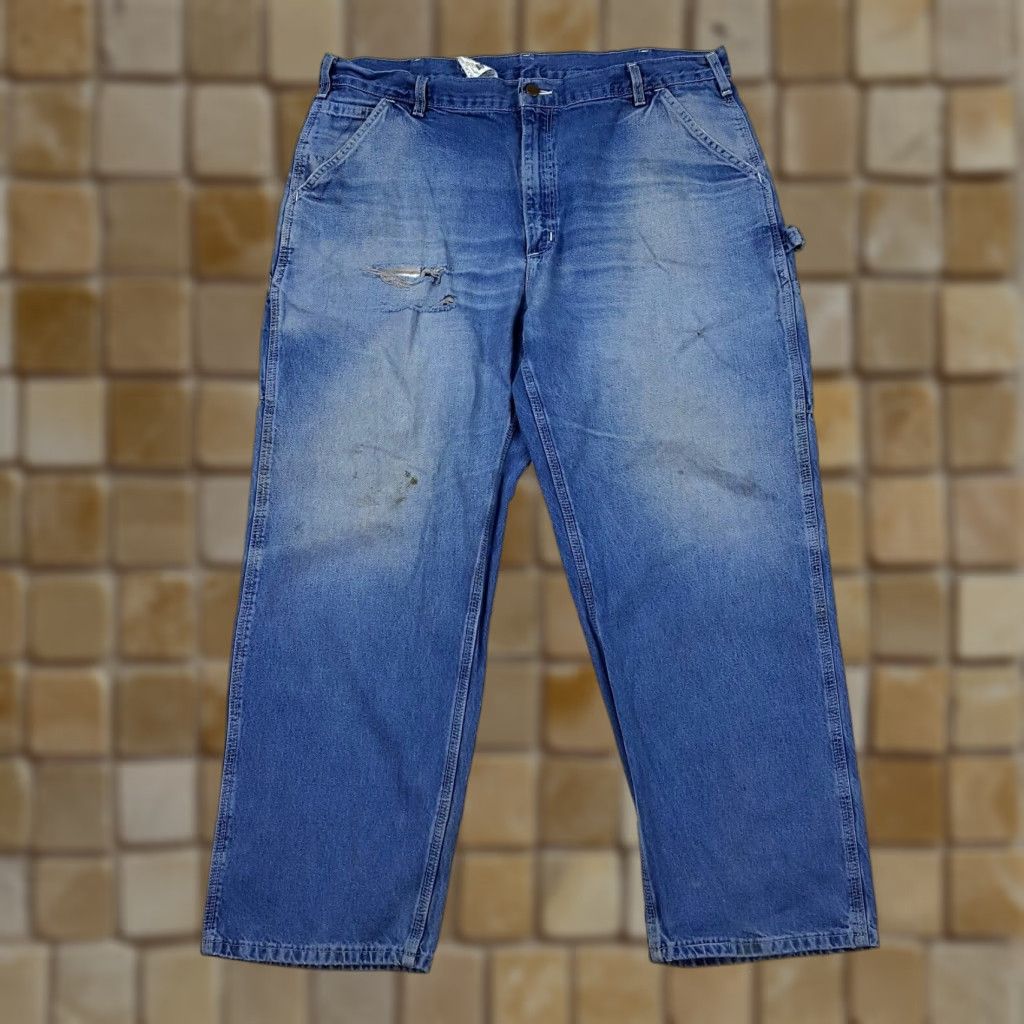 Carhartt VINTAGE Carhartt Jeans Denim 40x30 Blue 90s Grunge Workwear Distressed Carpenter Regular Mens Jeans Size US 40 / EU 56 - 1 Thumbnail