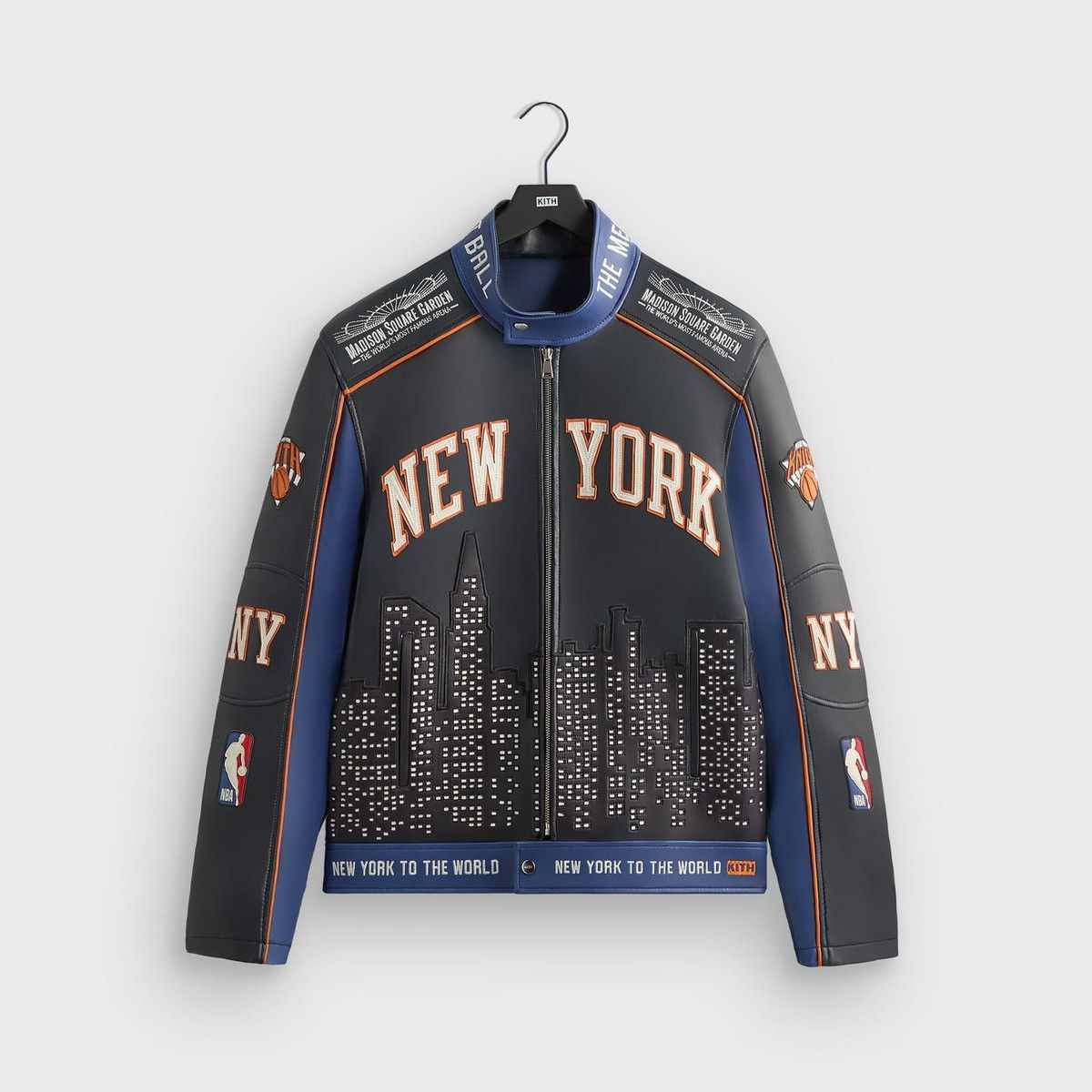 Avirex × Kith Kith for the New York Knicks Leather Moto Jacket Skyline XL Size US XL / EU 56 / 4 - 1 Thumbnail