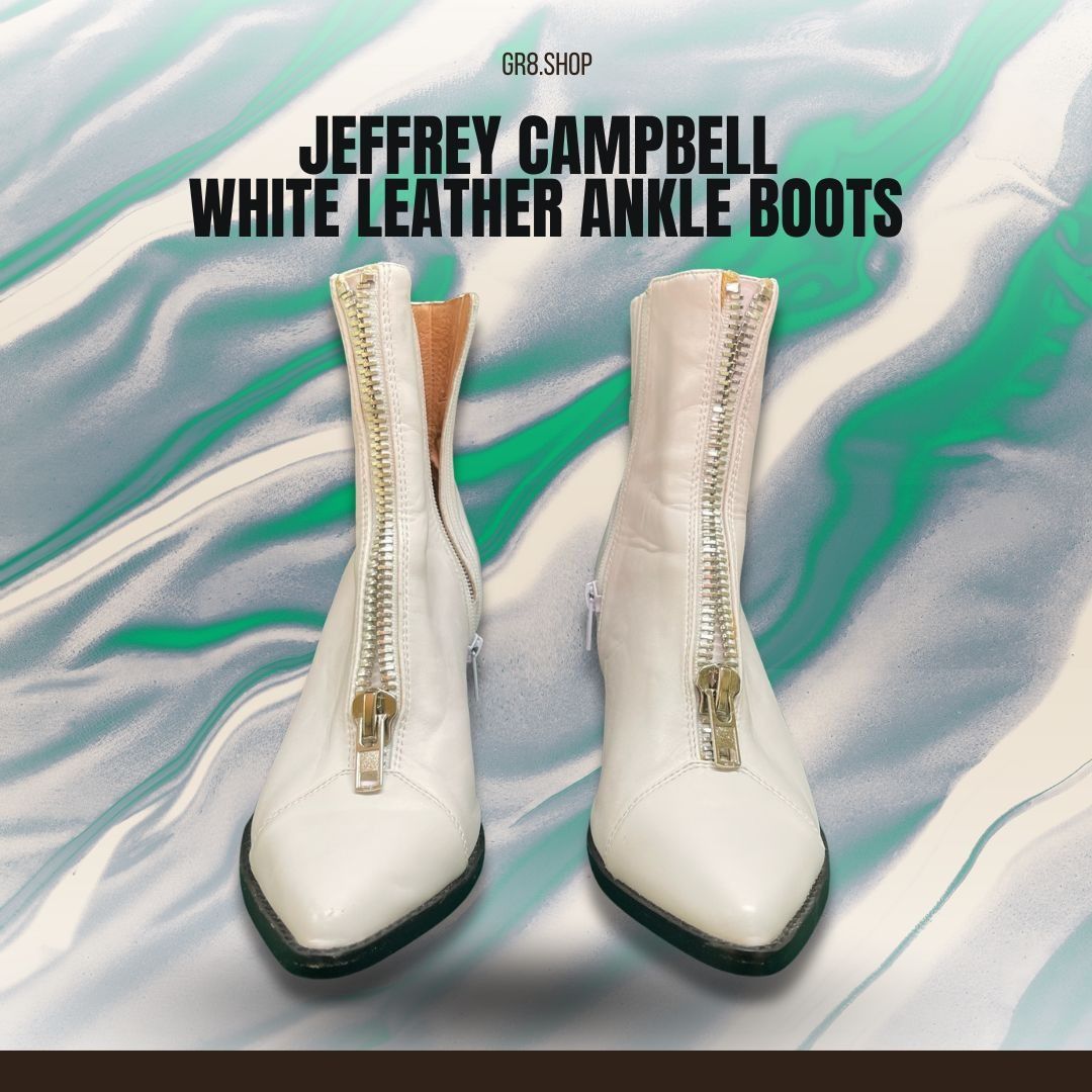 Jeffrey Campbell Jeffrey Campbell White Leather Ankle Boots With Zipper Closu Size US 6.5 / IT 36.5 - 1 Thumbnail
