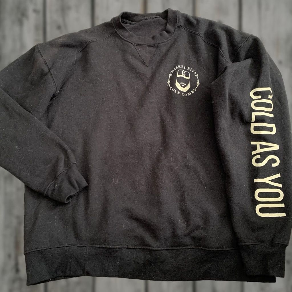 Vintage Luke Combs Sweatshirt Mens XL Black Whiskey River COLD AS YOU Pullover Crewneck Size US XL / EU 56 / 4 - 1 Thumbnail