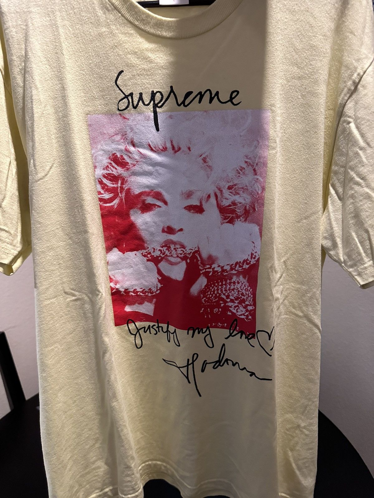 Supreme 2018 Supreme Pale Yellow Madonna Tee Size Large Grailed