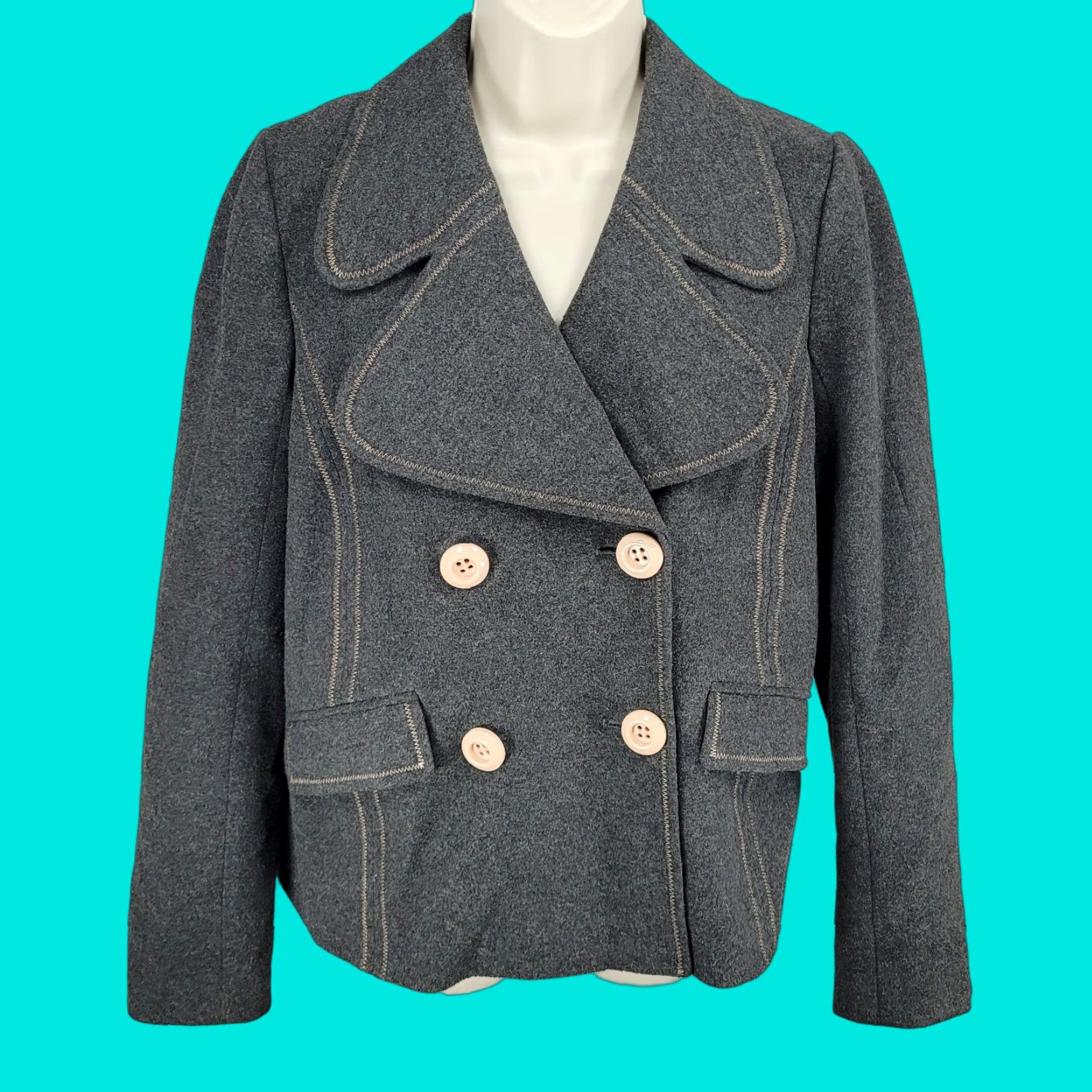 Anthropologie Ett:Twa Anthropologie Grey Double Breasted Buttoned Stretch Lined Jacket 8 Size M / US 6-8 / IT 42-44 - 1 Thumbnail
