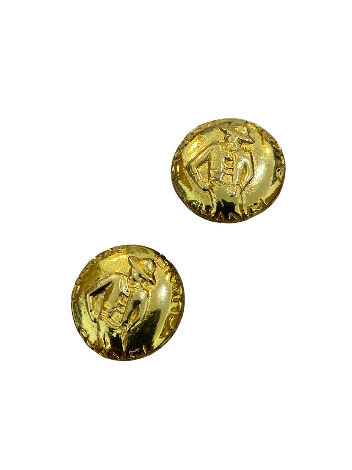 Chanel Vintage Chanel 24K Gold Plated Round Mademoiselle Earrings Size ONE SIZE - 2 Thumbnail