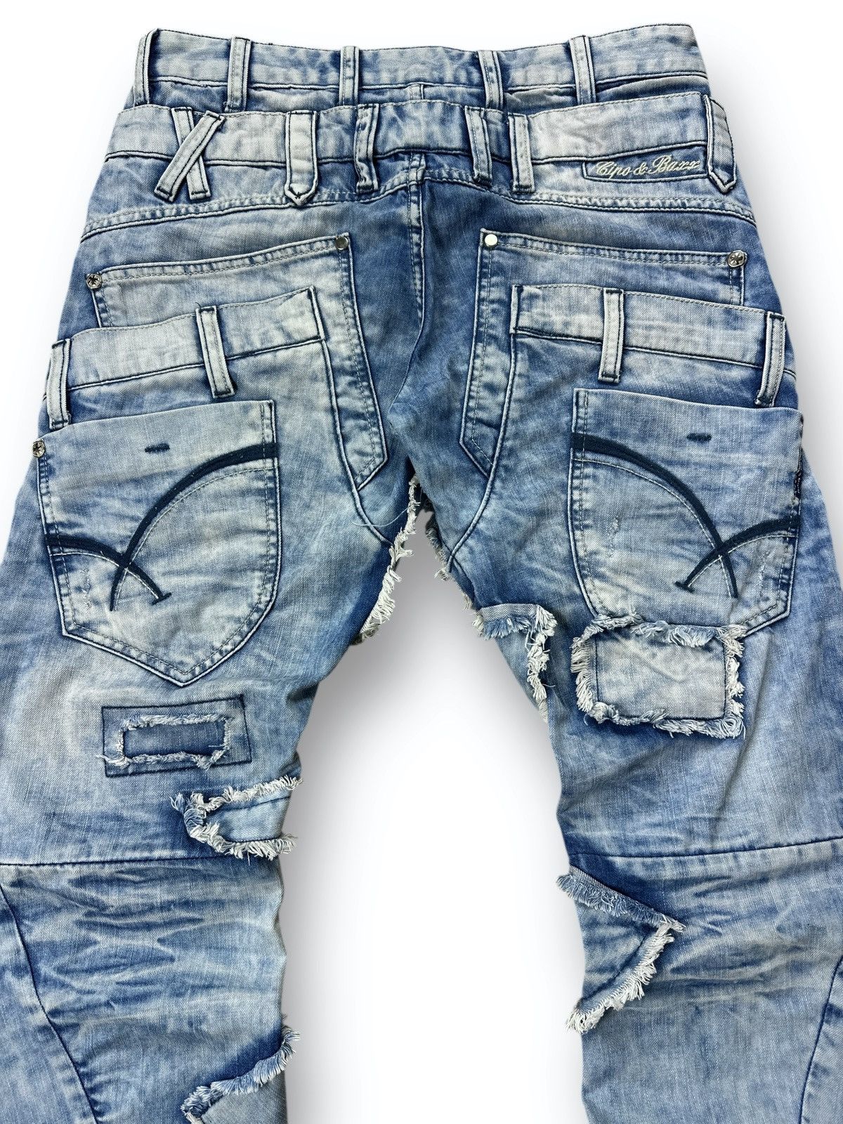 Japanese Brand Vintage Y2K Cipo & Baxx Double Waist Patchwork Jeans W29 L32 Size US 29 - 13 Thumbnail