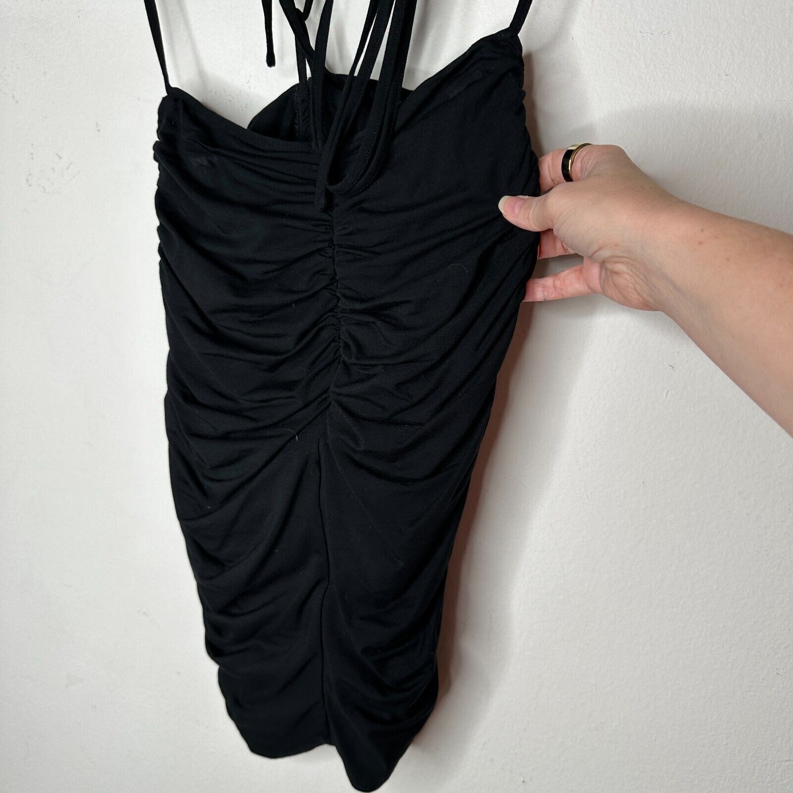 Other I.AM.GIA Black Ruched Mid-Rise Wrap Self Tie Waist Skirt XS Size 26" / US 2 / IT 38 - 6 Thumbnail
