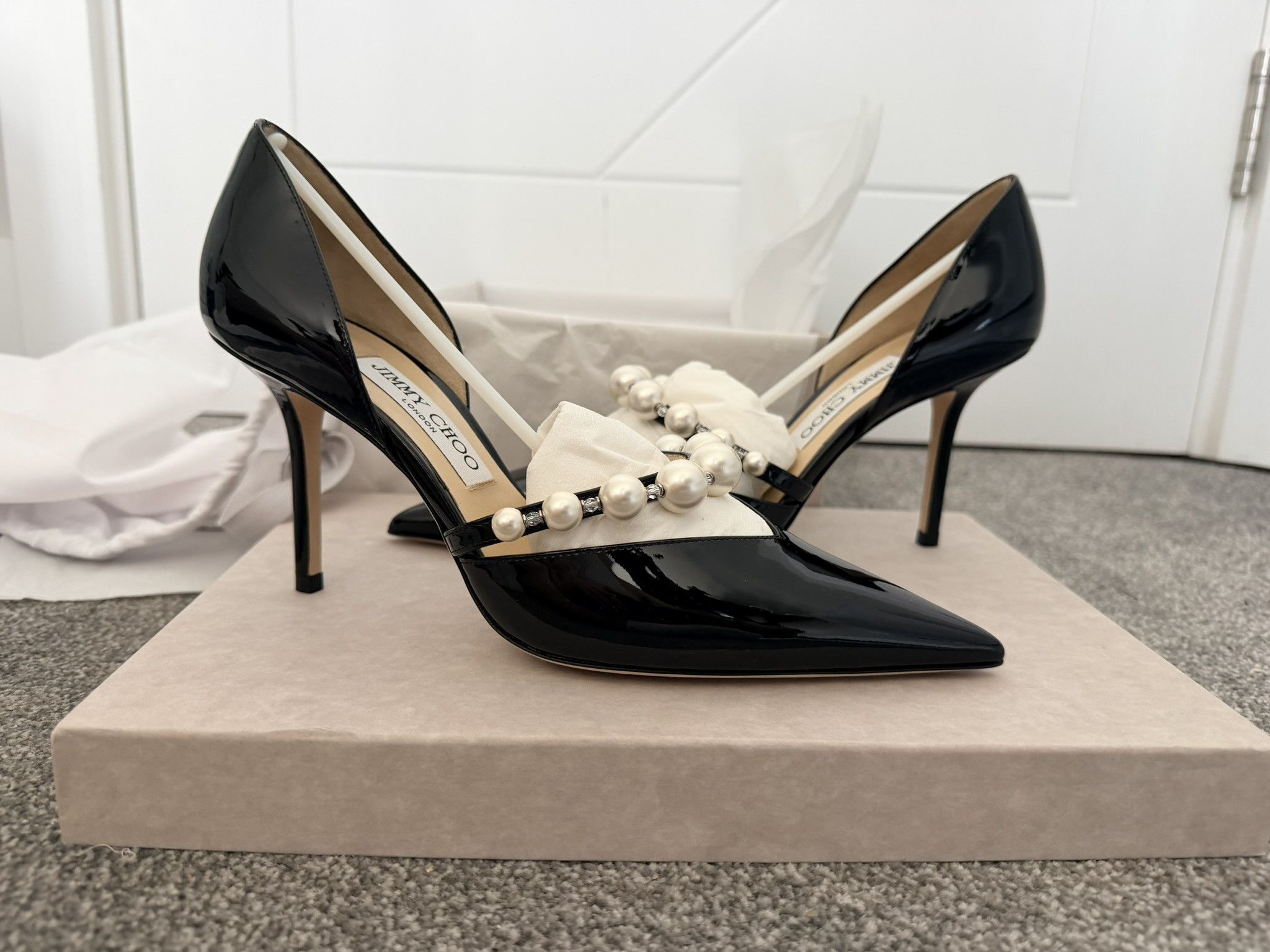 Jimmy Choo Jimmy Choo Aurelie 85 l 39 Black/ White Size US 9 / IT 39 - 1 Thumbnail
