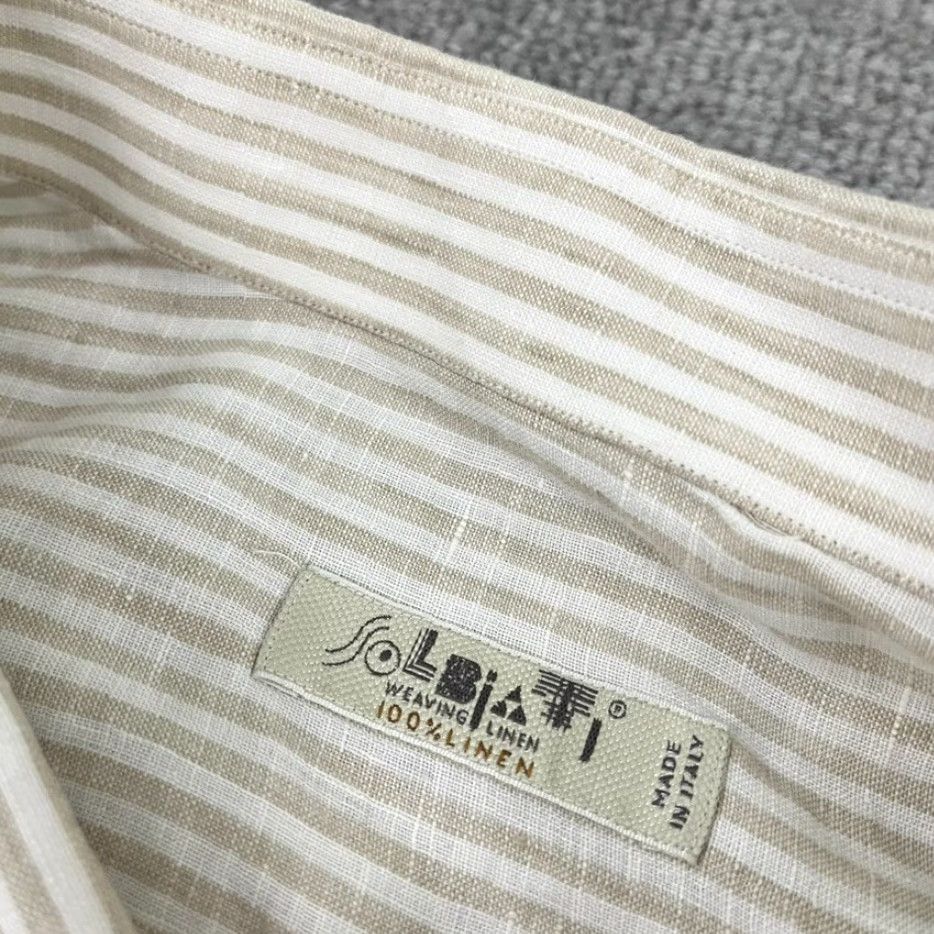 FLAX VINTAGE Solbiati Button Up Shirt Mens 3XL Linen Brown Striped Classic Clothing Mens Regular 3XL Button-Up Shirt Linen European Flax Old Money Size US XXL / EU 58 / 5 - 2 Thumbnail