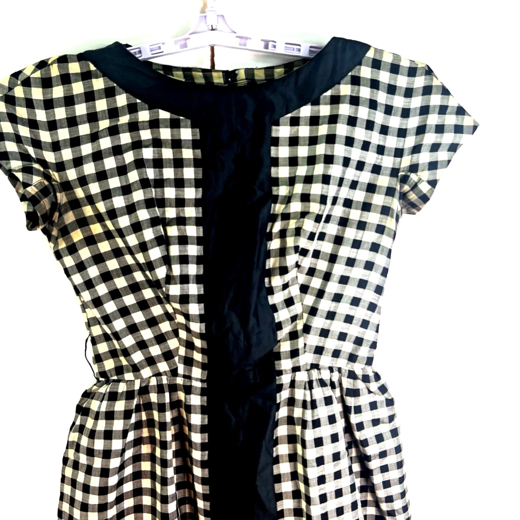 Vintage VINTAGE Suzy Perette 1950s Dress Womens Size 16 Black/White Gingham Shift Business Size 4XL / US 24-26 - 2 Thumbnail