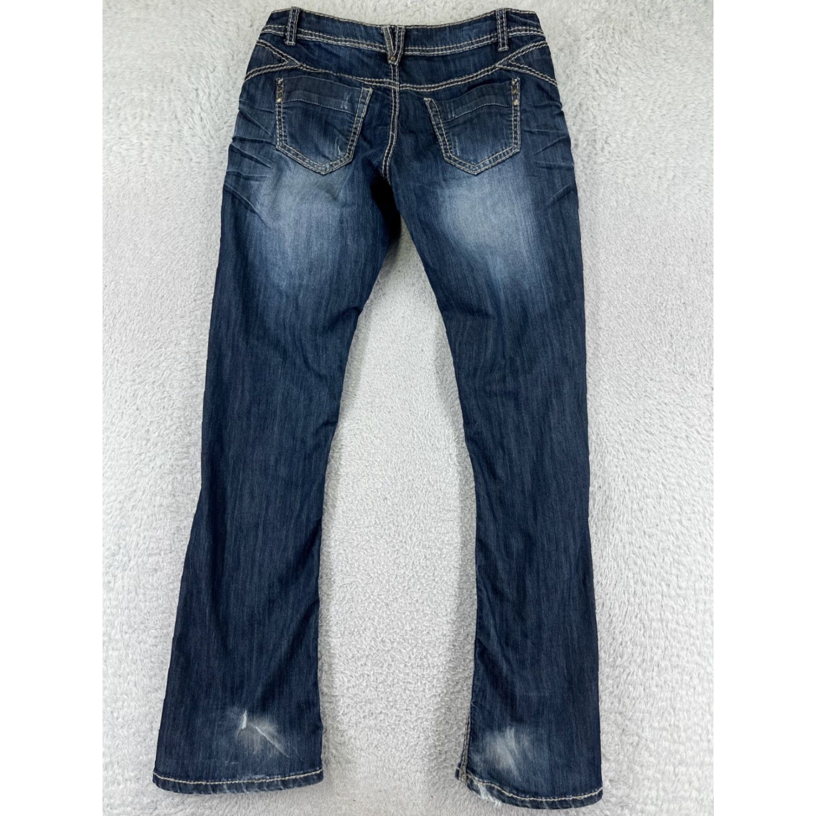 Denime VINTAGE American Star Jeans Women 9 Blue Denim Bootcut Dark Wash Distressed Cotton Stars Size 30" / US 8 / IT 44 - 2 Thumbnail