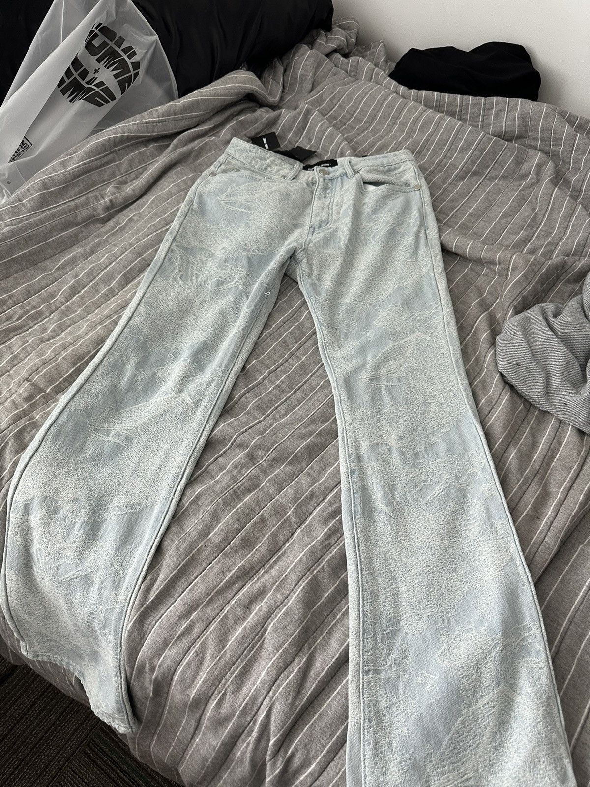 Homme + Femme La Homme Femne Flared Jacquard Denim Jeans Size US 28 / EU 44 - 5 Thumbnail