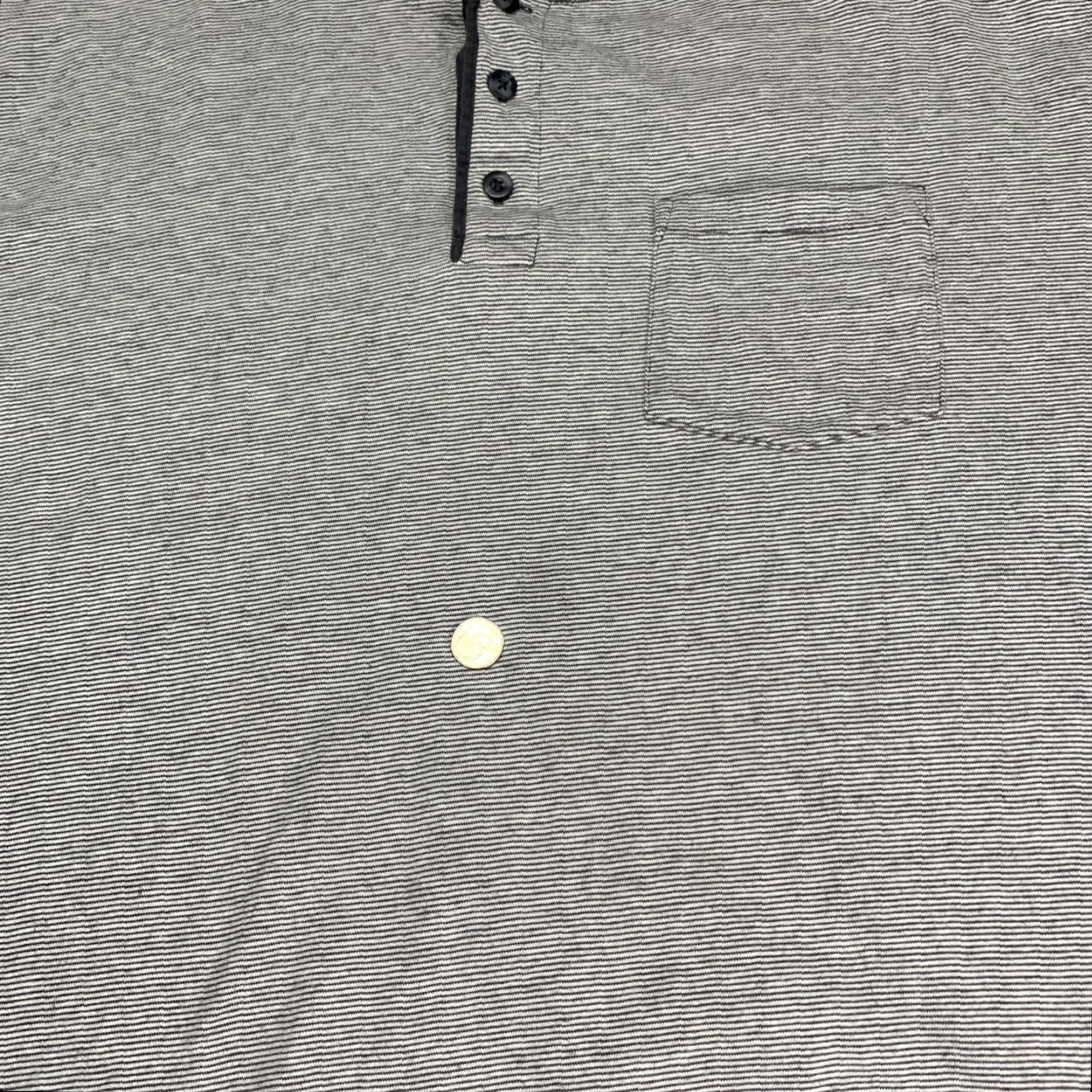 Lee Lee Mens Pullover 3 Button Shirt Gray White Stripe Size XXL Short Sleeve Shirt Mens Regular Size 2XL Gray Striped Casual Workwear Size US XXL / EU 58 / 5 - 2 Thumbnail