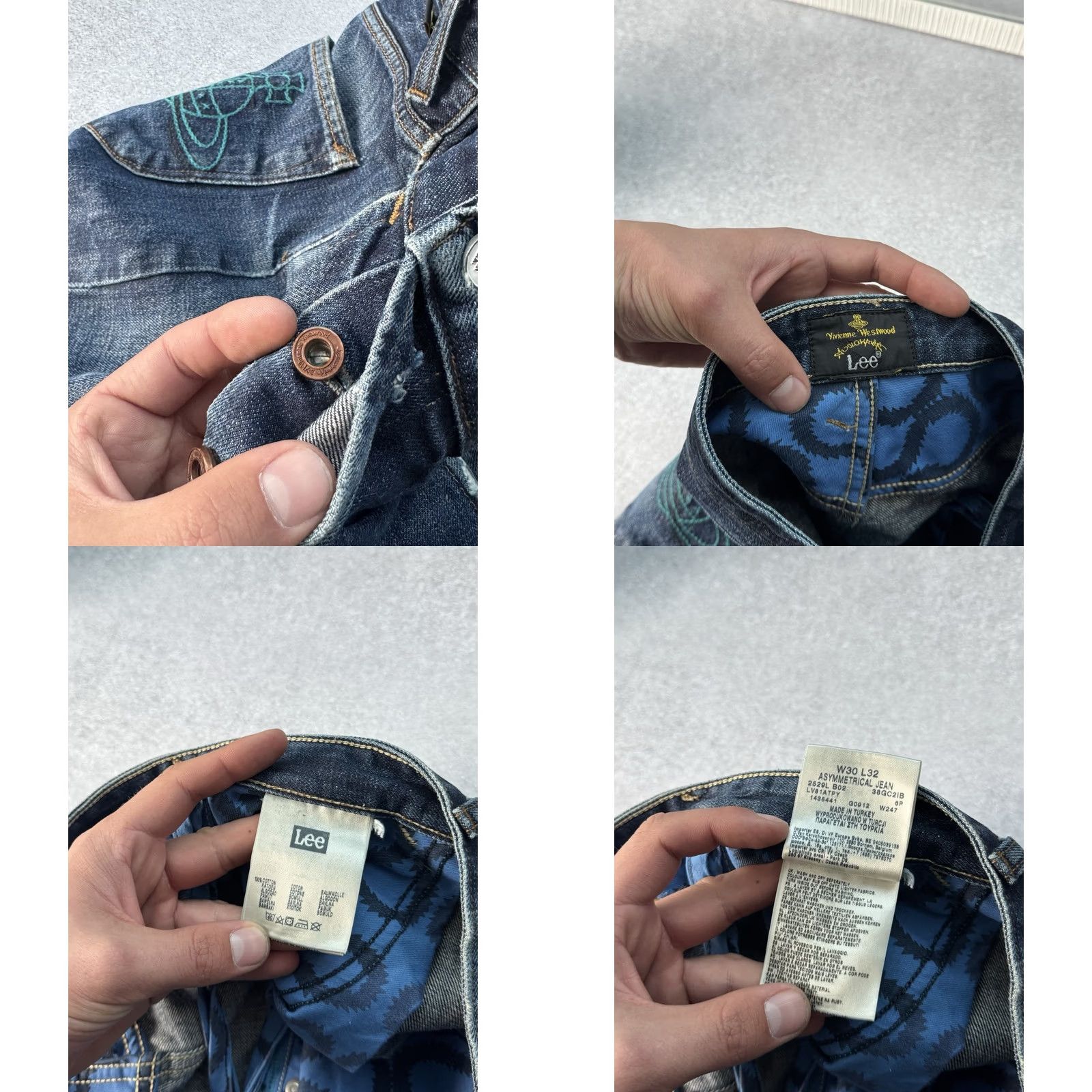 Vivienne Westwood VINTAGE Vivienne Westwood X Lee Y2K Asymmetrical Denim Jeans Pants S 30/32 Blue Denim Jeans Mens 90s Y2K Style Vivienne Westwood Luxary Size US 29 - 9 Thumbnail