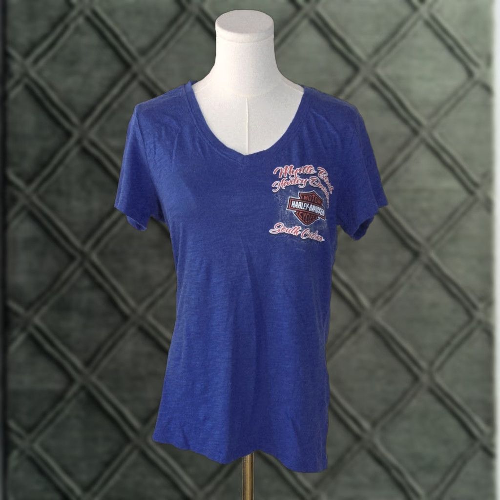 Harley Davidson Harley-Davidson Top Womens Vintage Short Sleeve Size M Blue Size M / US 6-8 / IT 42-44 - 1 Thumbnail