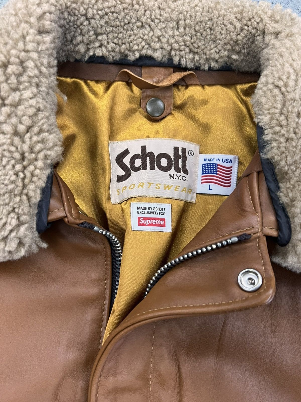 Supreme SUPREME x SCHOTT RARE BROWN LEATHER JACKET Size US L / EU 52-54 / 3 - 4 Thumbnail