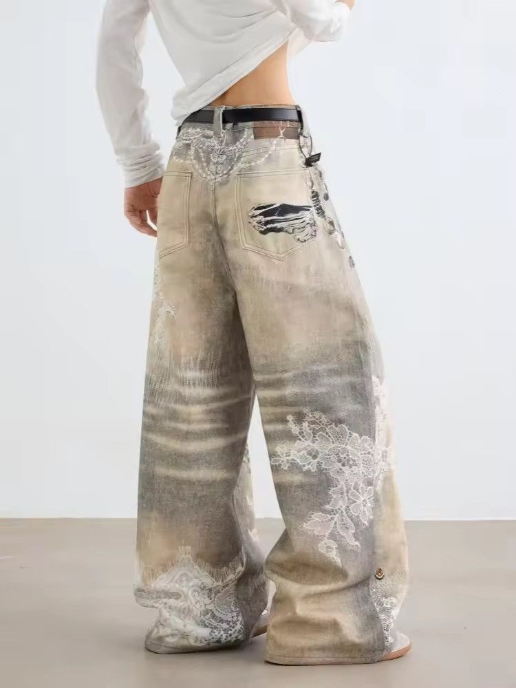 Japanese Brand Vintage-Inspired Print Wide-Legged Jeans Size US 30 / EU 46 - 7 Thumbnail