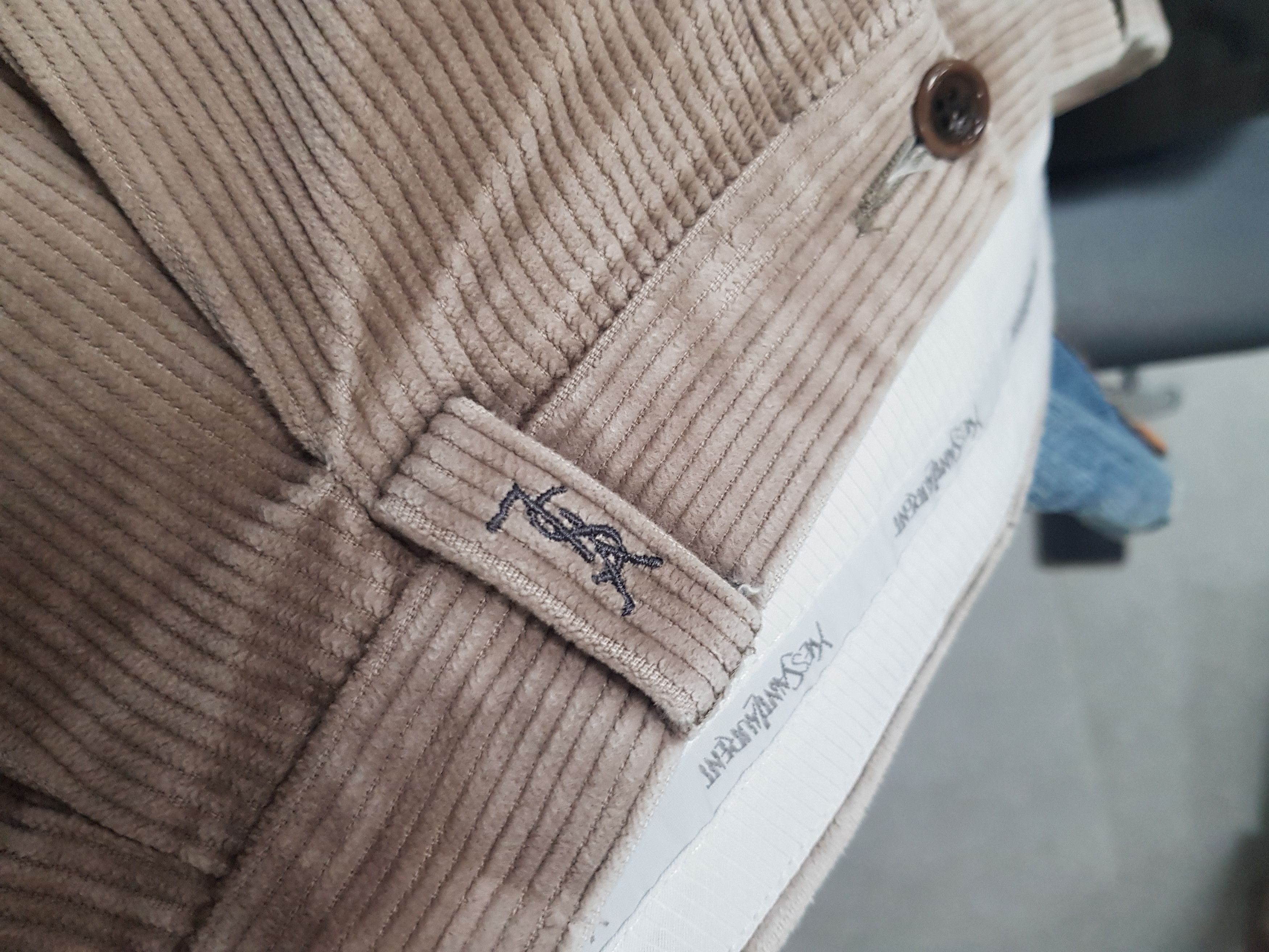 Designer × Vintage × Yves Saint Laurent Luxury 90s YSL Satin beige Wide leg Corduroy chino Trousers Size US 33 - 7 Thumbnail