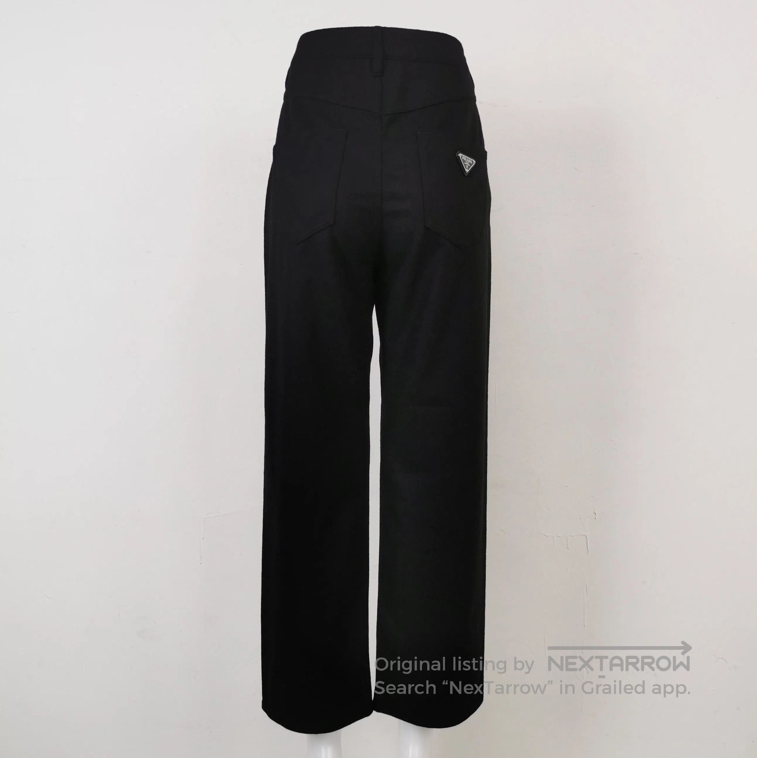 Prada Prada Wool Blend Triangle Logo Trousers in Black . Size 37" - 2 Thumbnail