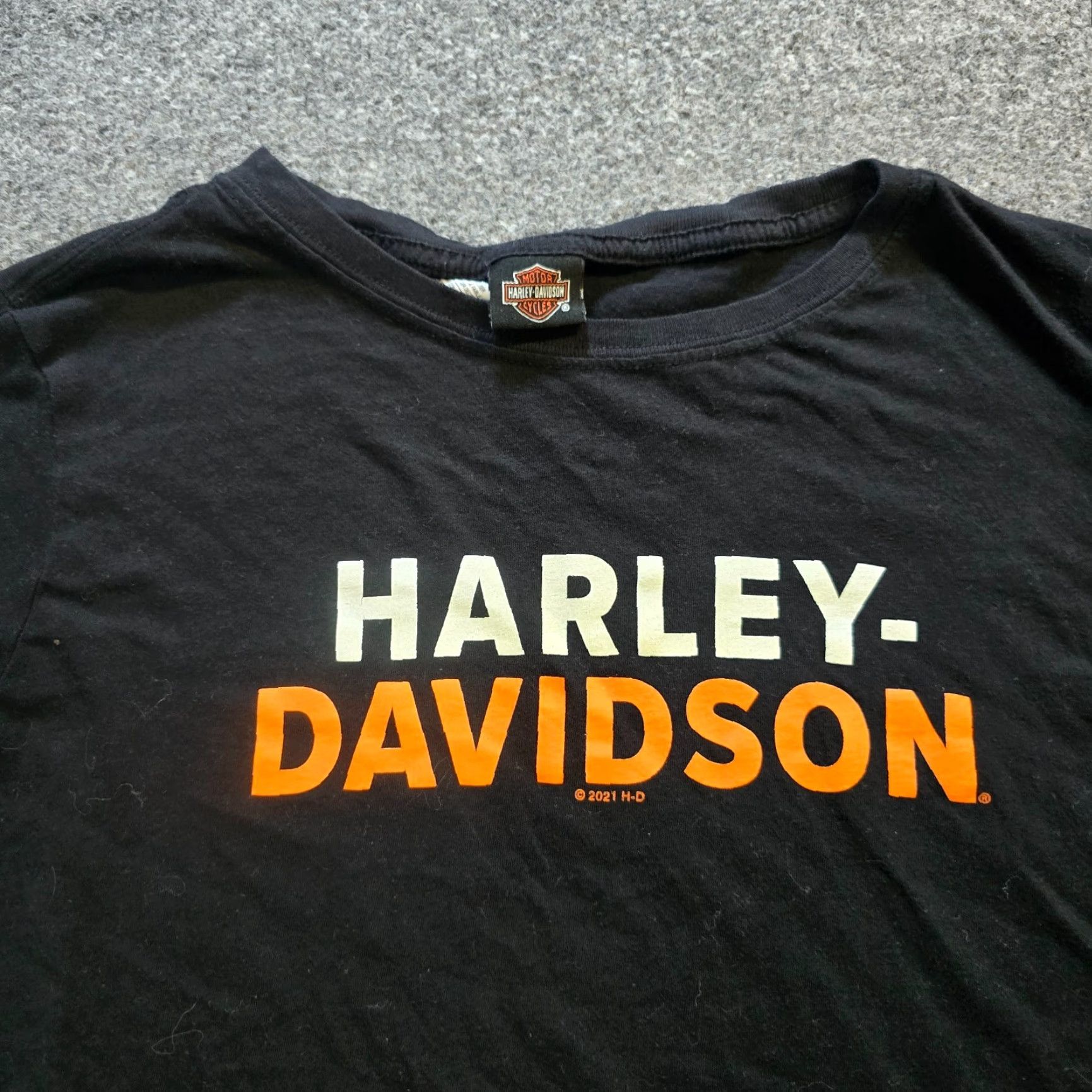 Harley Davidson Harley-Davidson Shirt Womens Large Black Logo Long Sleeve T-Shirt Casual Biker Motorcycle Knit Cotton Blend Cotton Size L / US 10 / IT 46 - 2 Thumbnail